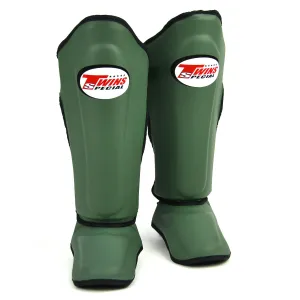 TWINS DOUBLE PADDED SHIN PADS-OLIVE