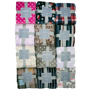 Ultra Plush Printed Flannel/Coral Blanket Ast 72 x80 Queen