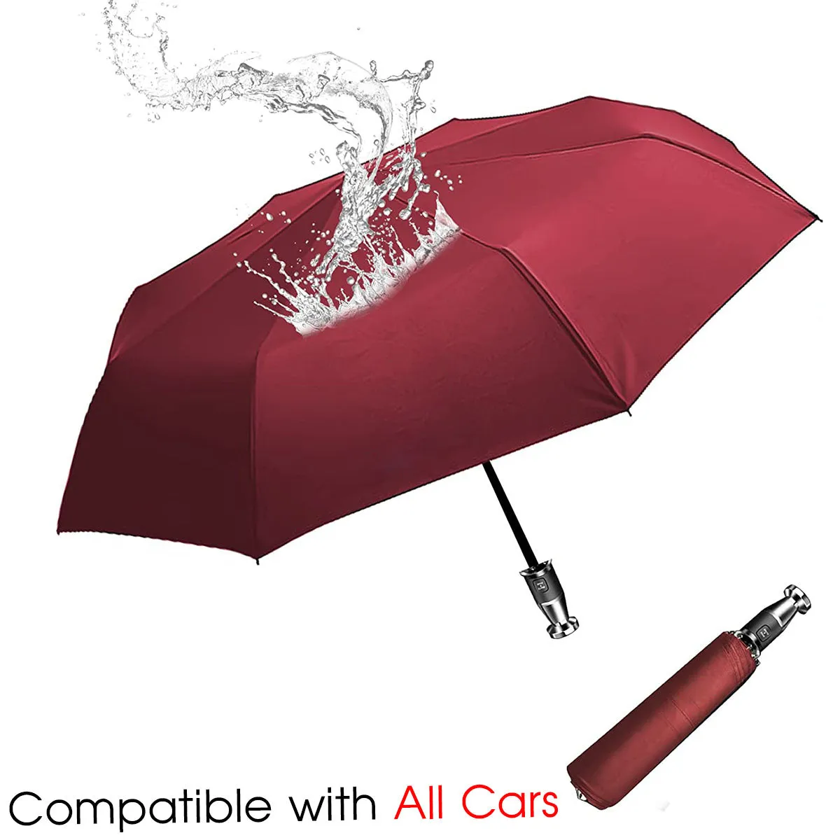 Umbrella for All Cars, 10 Ribs Umbrella Windproof Automatic Folding Umbrella, One-handed use, Rain and Sun Protection, Car Accessories PE13993