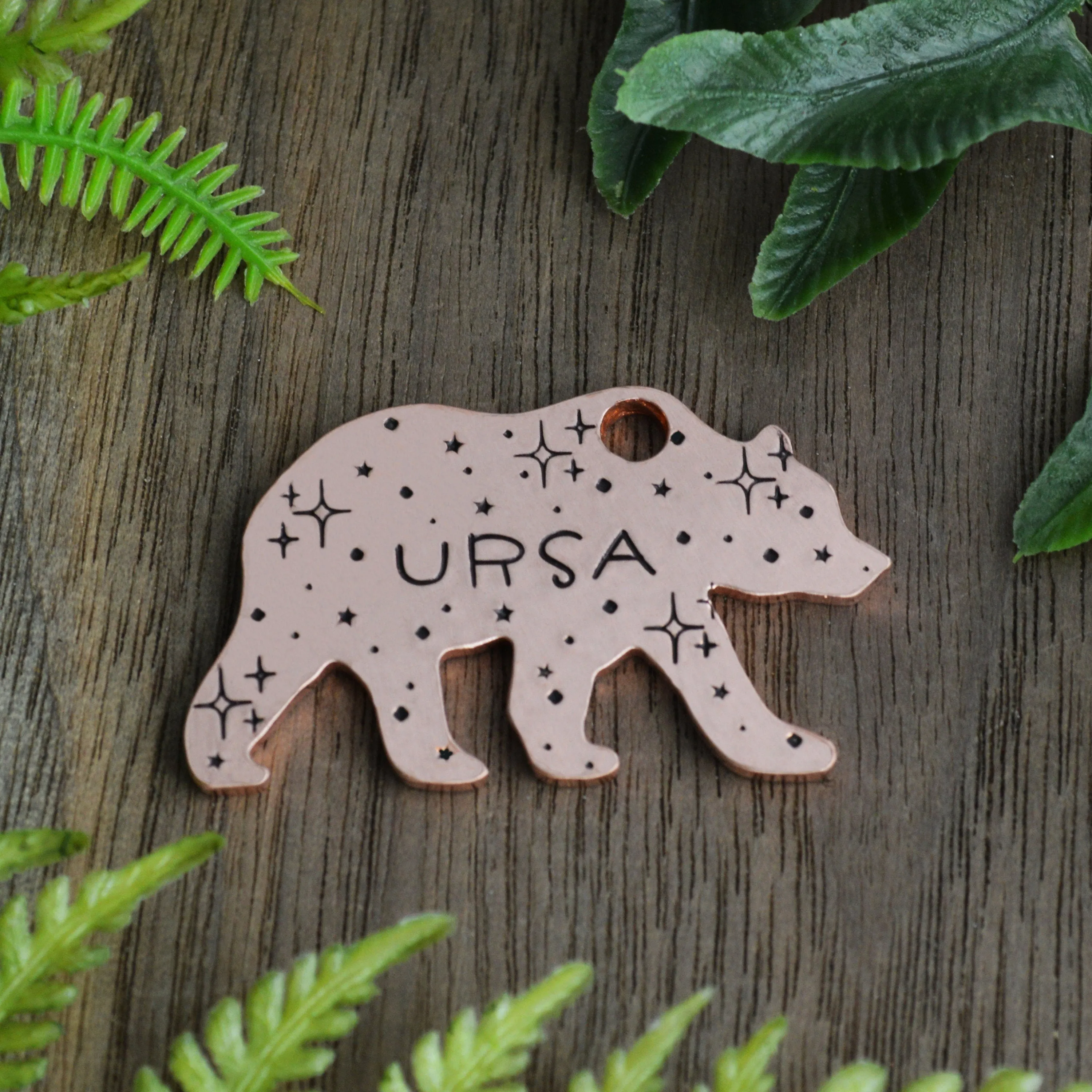 Ursa Major Hand Stamped Dog Collar Tag