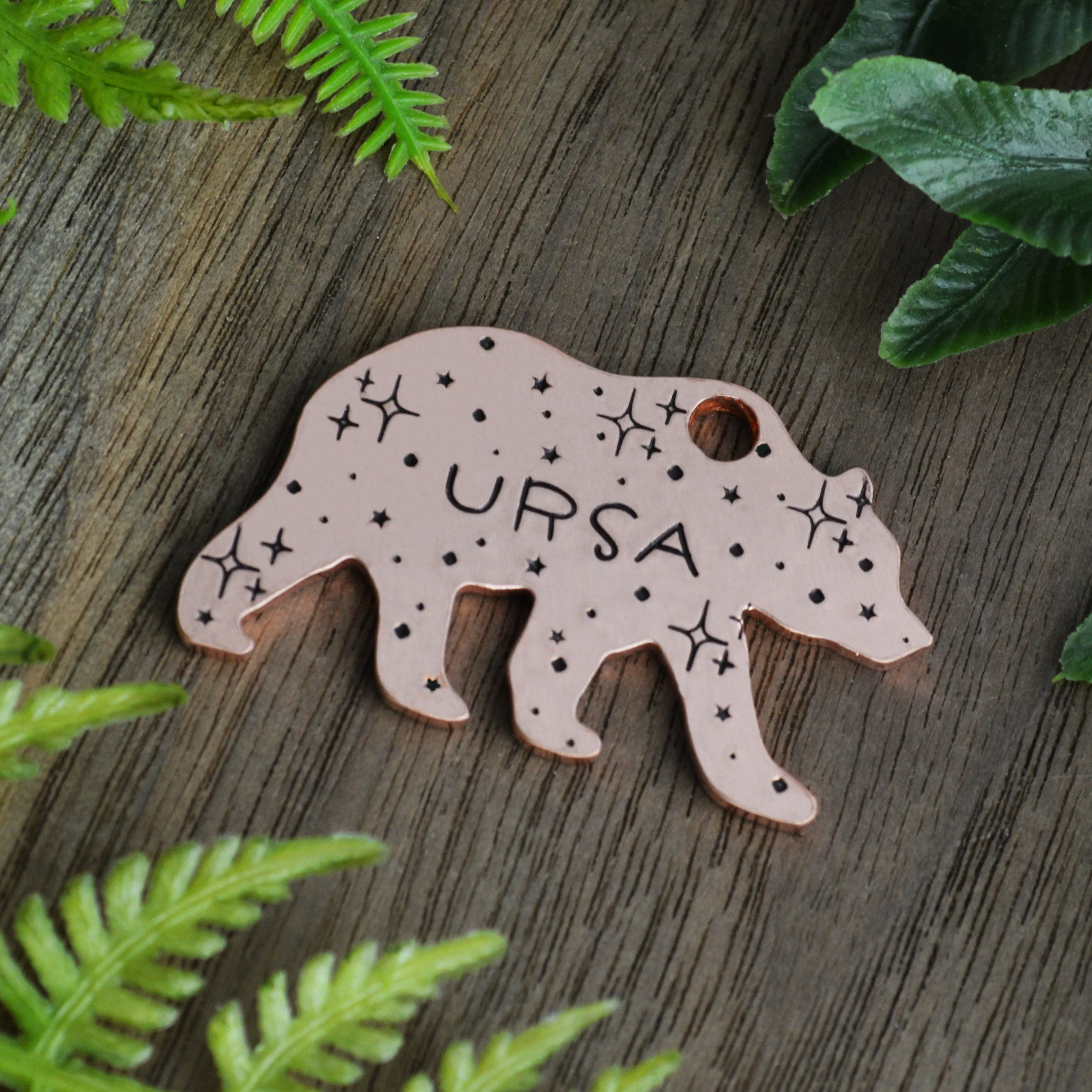 Ursa Major Hand Stamped Dog Collar Tag