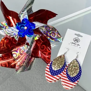 USA - Red Blue and Gold earrings