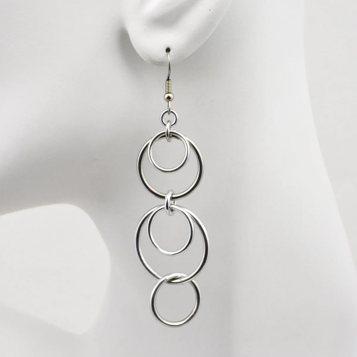 Very Long Double Scallop Hoop Earrings - Lightweight Aluminum