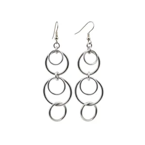Very Long Double Scallop Hoop Earrings - Lightweight Aluminum