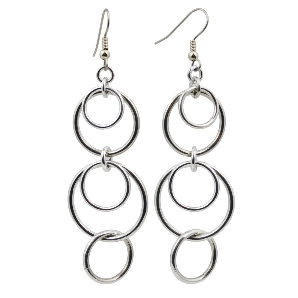 Very Long Double Scallop Hoop Earrings - Lightweight Aluminum