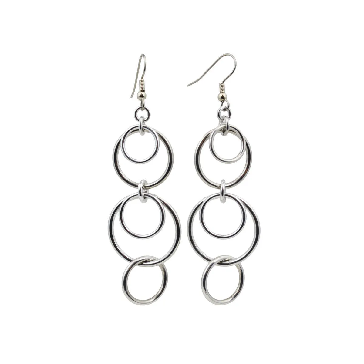 Very Long Double Scallop Hoop Earrings - Lightweight Aluminum