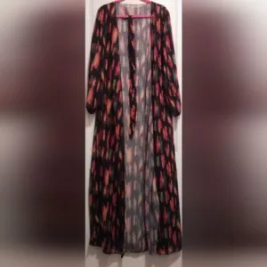 Vibrant Abstract Patterned Lightweight Long Robe - Size S