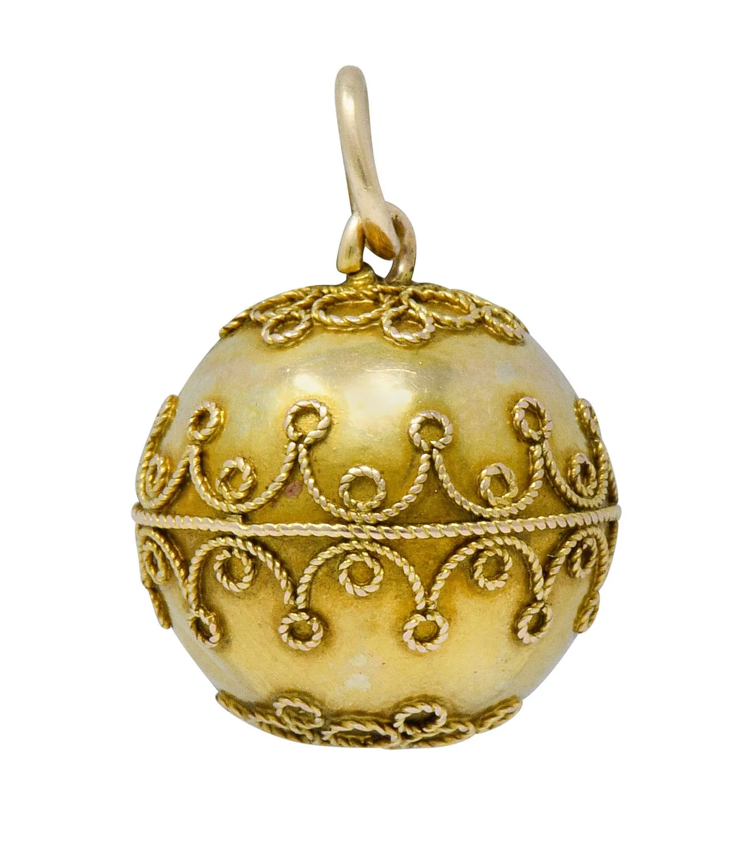 Victorian 14 Karat Gold Decorous Ball Charm Circa 1880s