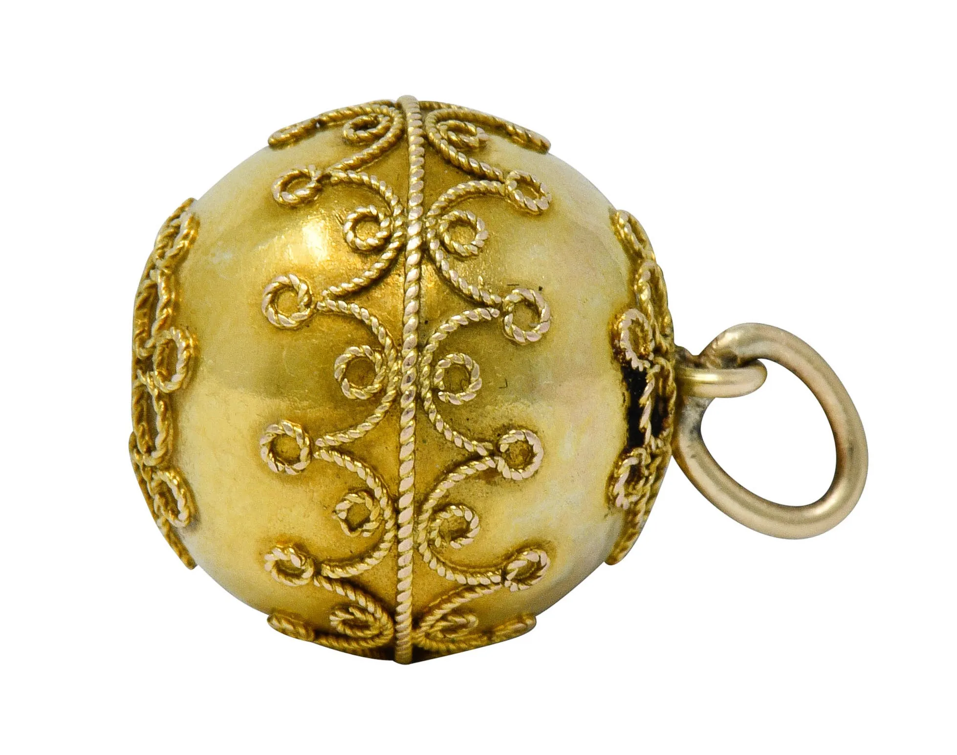 Victorian 14 Karat Gold Decorous Ball Charm Circa 1880s