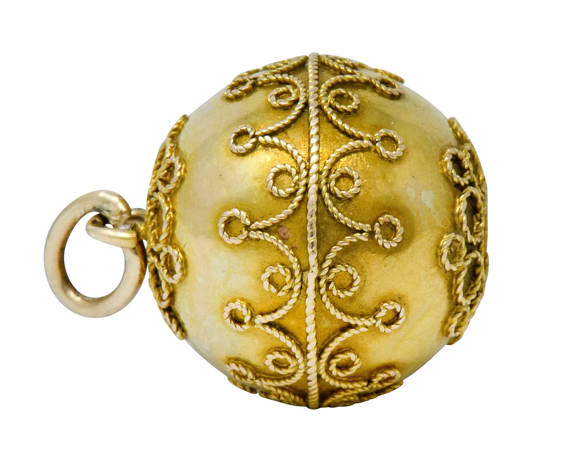 Victorian 14 Karat Gold Decorous Ball Charm Circa 1880s