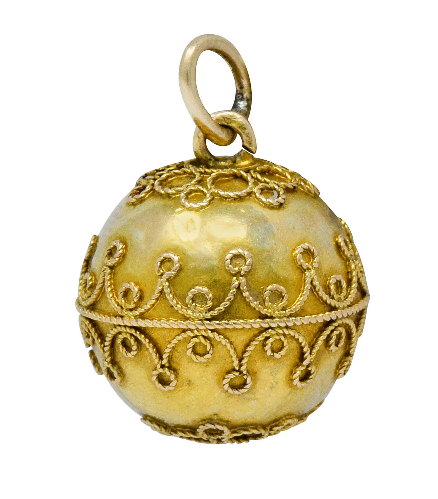 Victorian 14 Karat Gold Decorous Ball Charm Circa 1880s