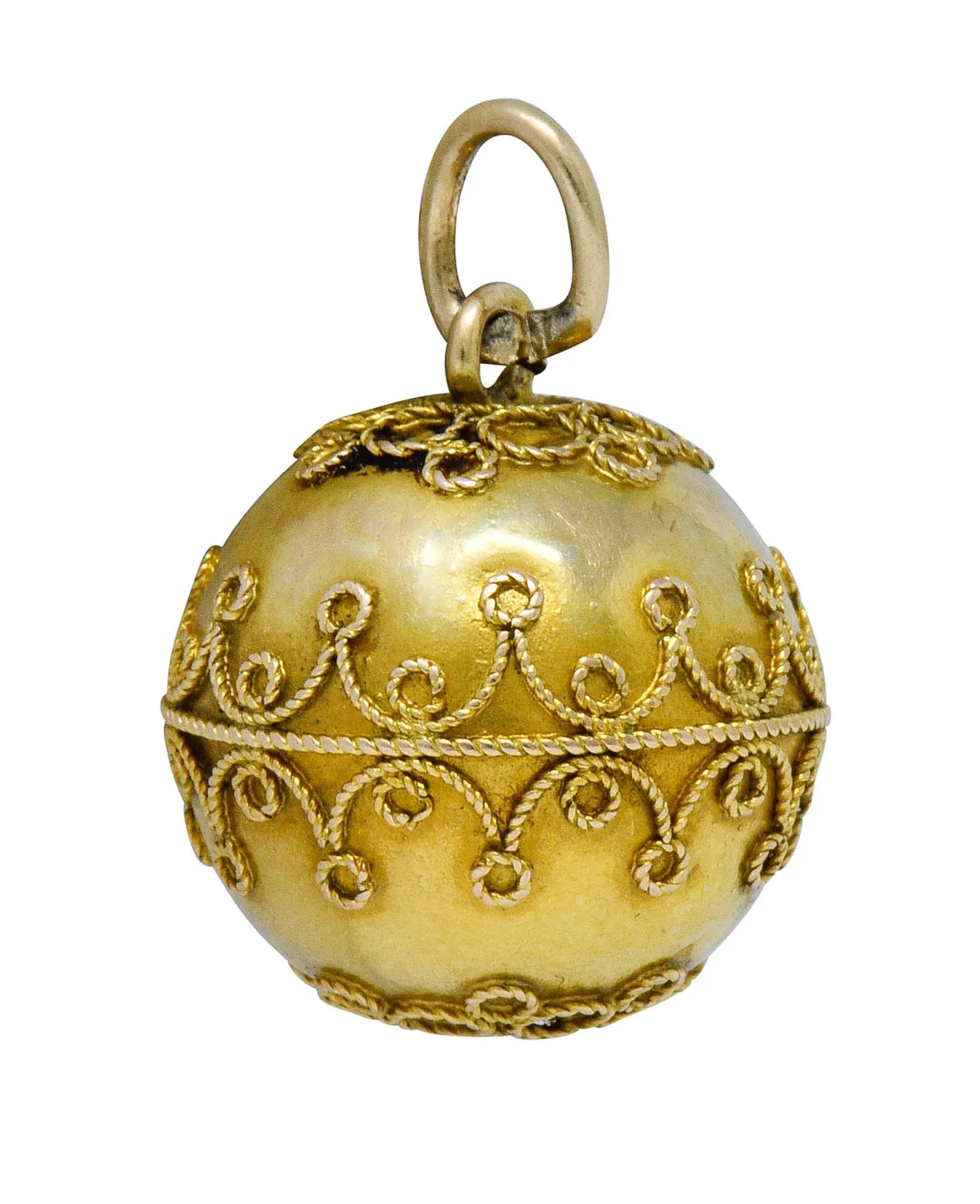 Victorian 14 Karat Gold Decorous Ball Charm Circa 1880s
