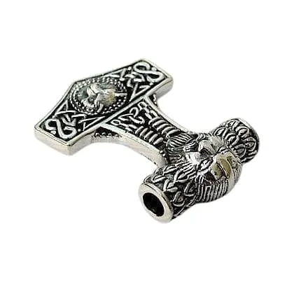 Viking Fenrir Wolf Mjolnir Thors Hammer Pendant