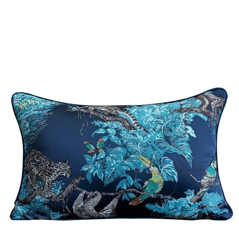 Vintage Toucan Jacquard Throw Pillow Cover