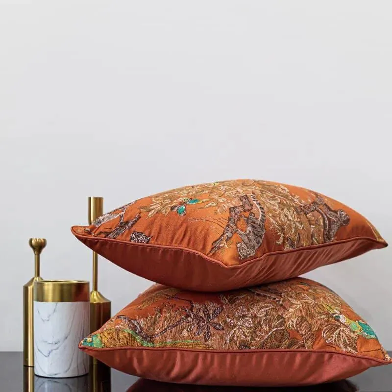 Vintage Toucan Jacquard Throw Pillow Cover