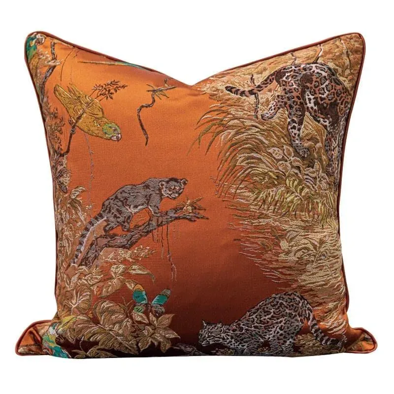 Vintage Toucan Jacquard Throw Pillow Cover