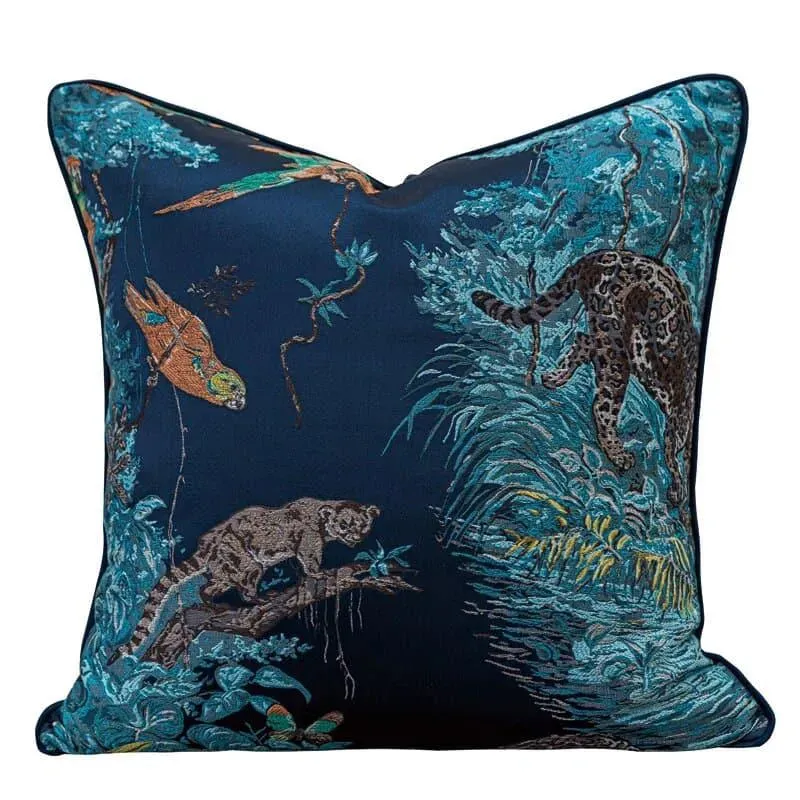 Vintage Toucan Jacquard Throw Pillow Cover