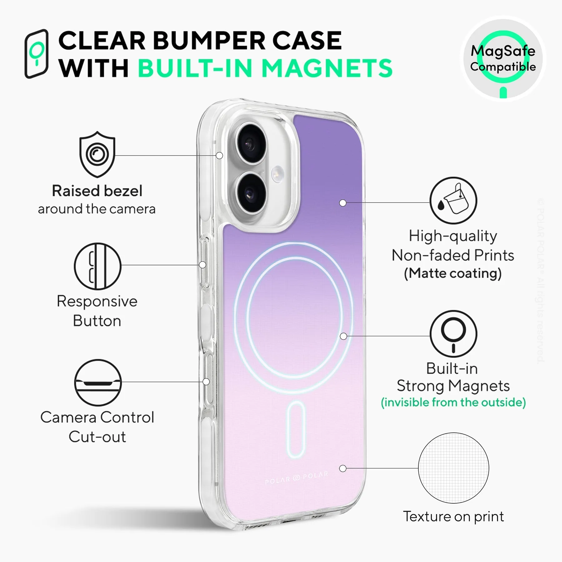 Violet Blue Pastel - iPhone 16 Plus Clear Bumper MagSafe Case