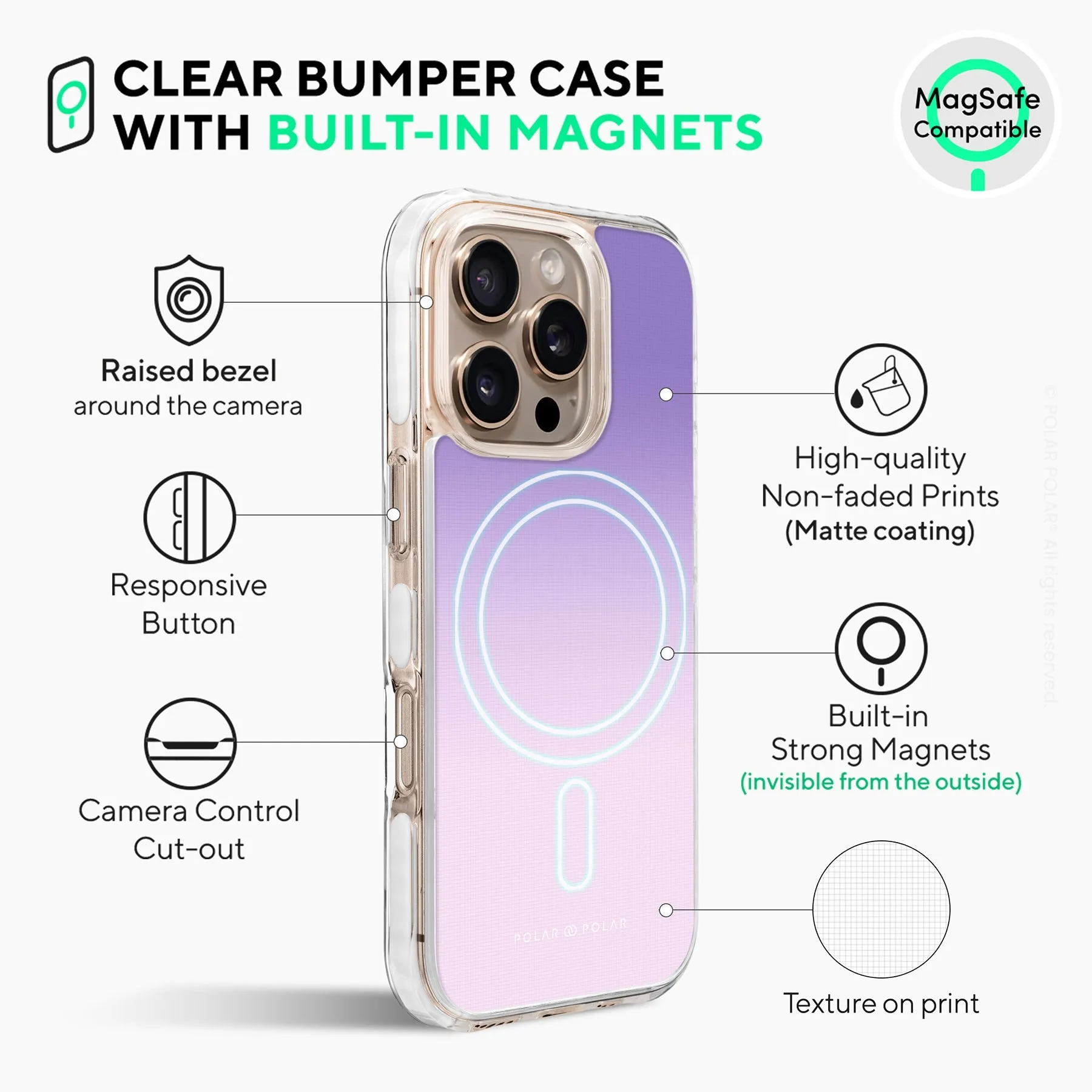 Violet Blue Pastel - iPhone 16 Pro Max Clear Bumper MagSafe Case