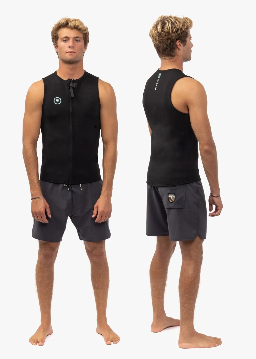 VISSLA 7 SEAS 2MM FRONT ZIP WETSUIT VEST - BLACK