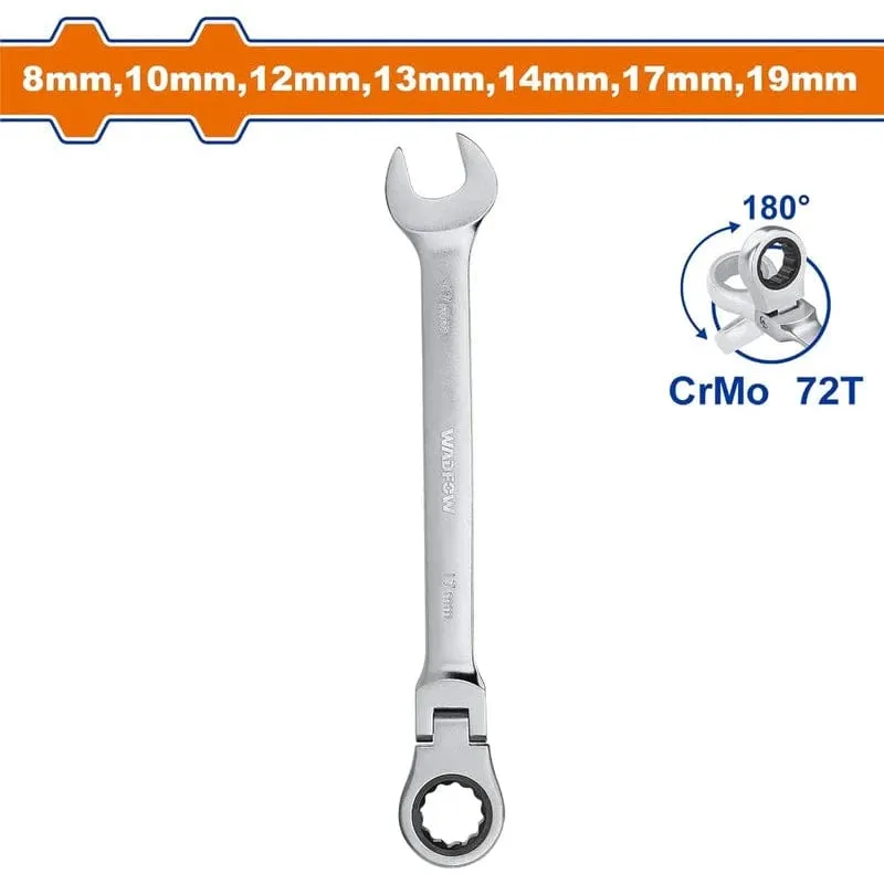 Wadfow 7 Pieces Flexible Ratchet Spanner Set 8-19mm - WSP5207