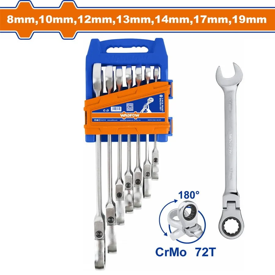 Wadfow 7 Pieces Flexible Ratchet Spanner Set 8-19mm - WSP5207