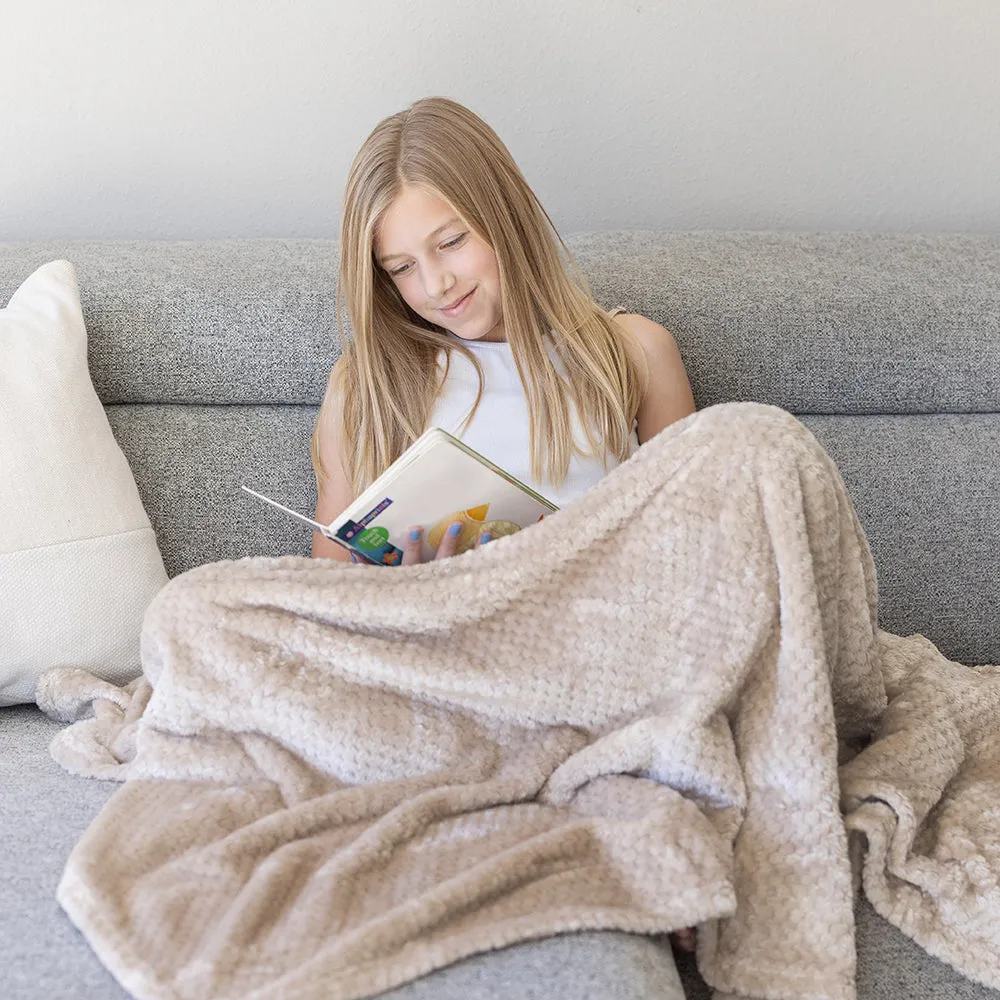 Waffle Weave Fleece Throw Blanket