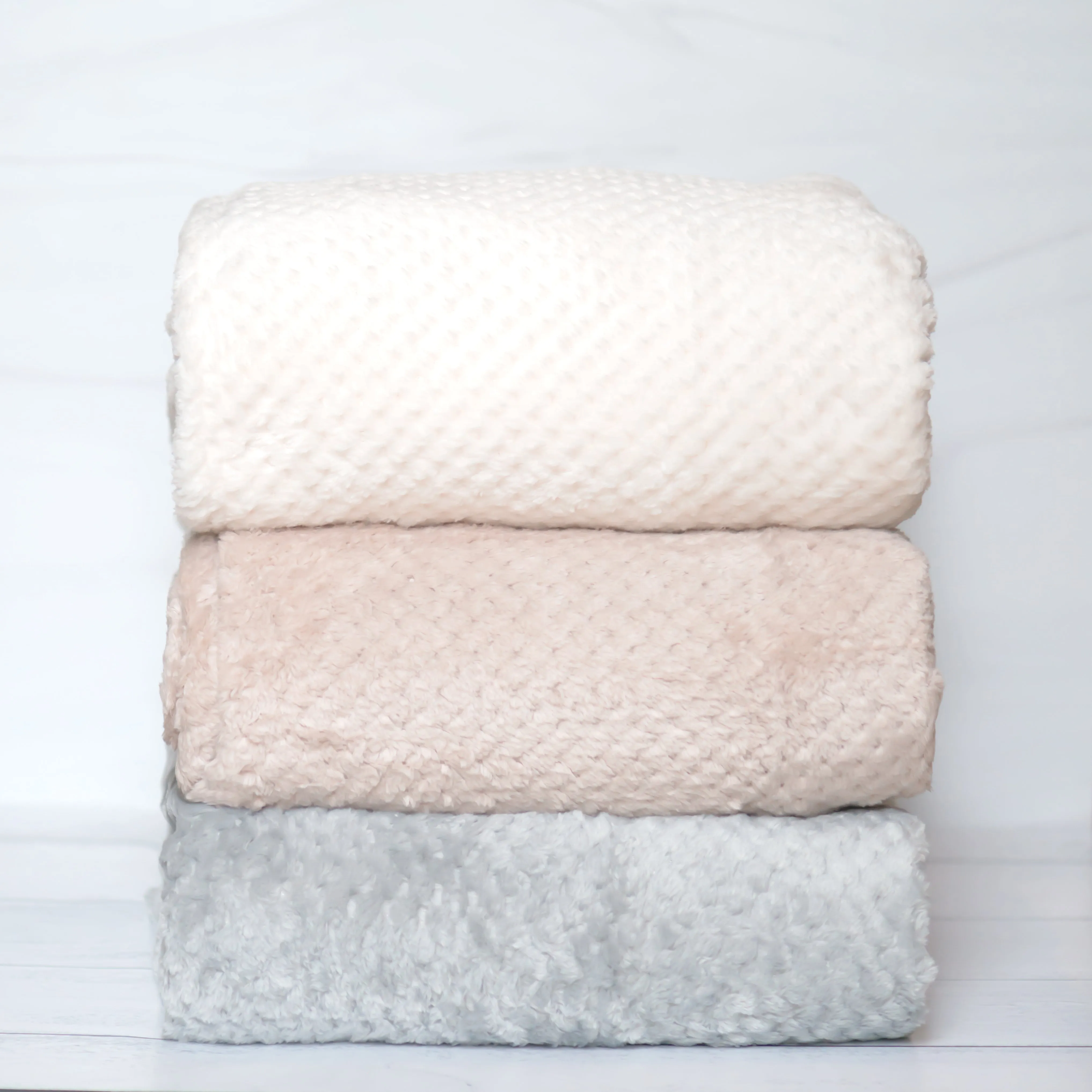 Waffle Weave Fleece Throw Blanket