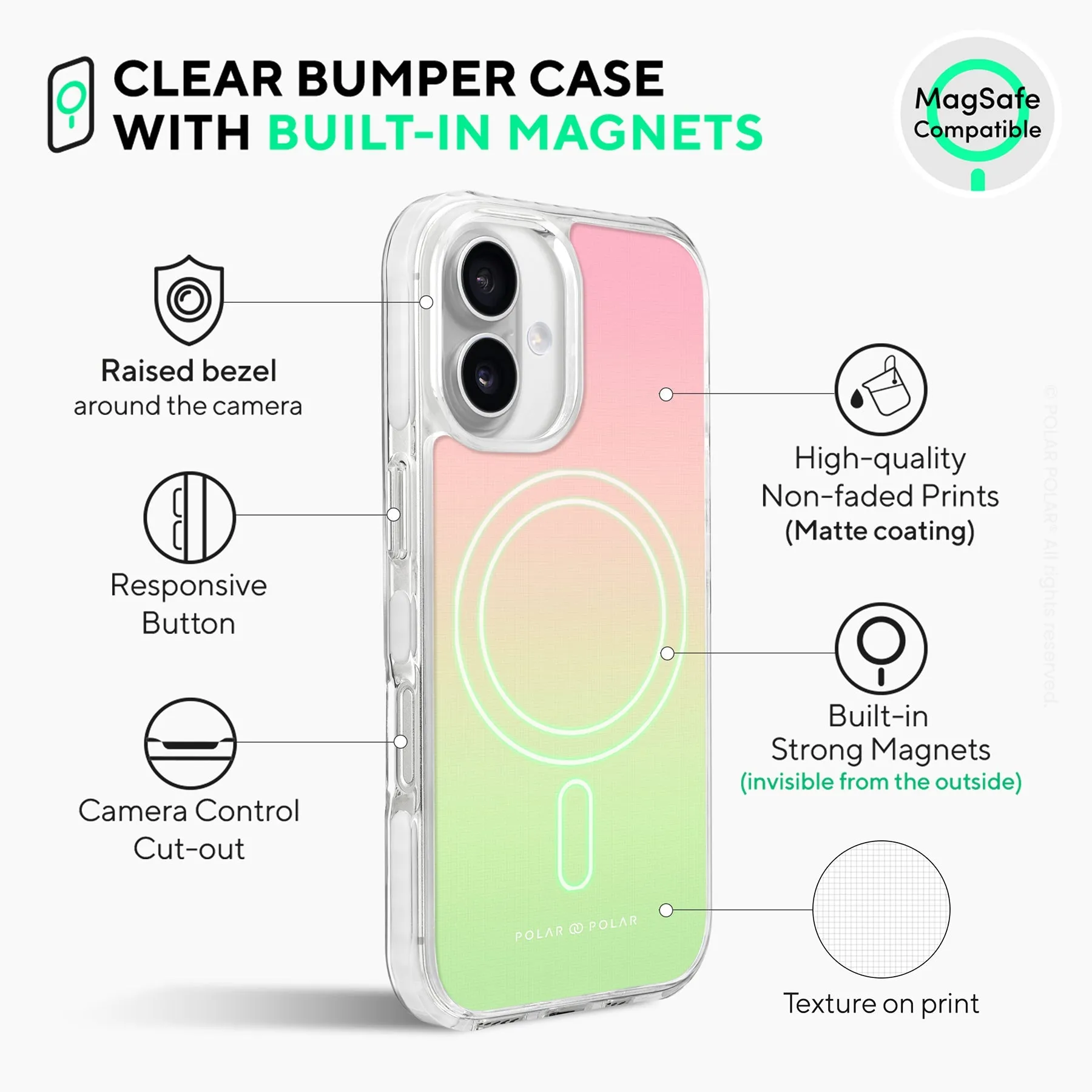 Watermelon Pastel - iPhone 16 Plus Clear Bumper MagSafe Case