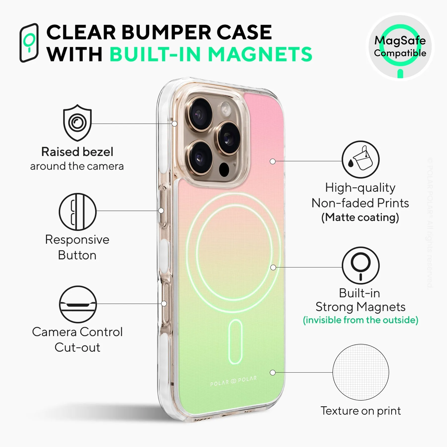 Watermelon Pastel - iPhone 16 Pro Clear Bumper MagSafe Case