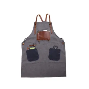 Waxed Canvas and Leather Apron Craftsman's Apron Barista's Apron with Pockets WQ01