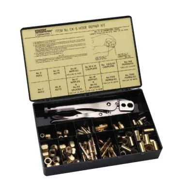Western Enterprises Hose Repair Kit, A-Size/B-Size Fittings, 3/16 in and 1/4 in Hose ID, Hammer-Strike 2-Hole Jaw Crimp Tool, CK-1