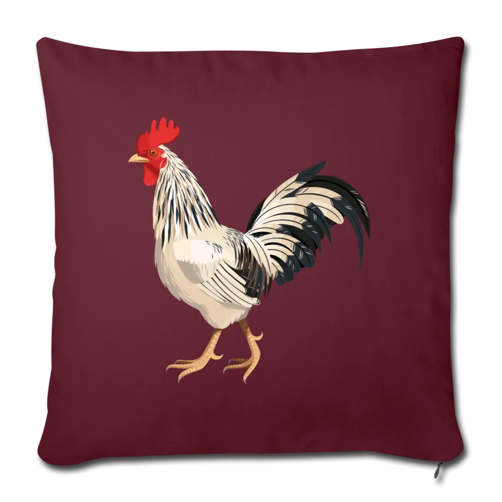 White and Black Rooster Throw Pillow Cover 17.5” x 17.5”