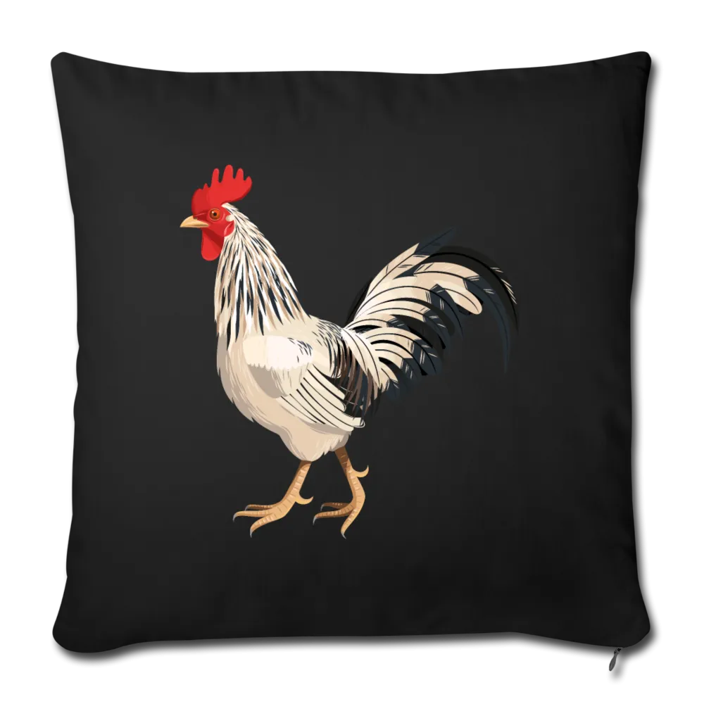 White and Black Rooster Throw Pillow Cover 17.5” x 17.5”