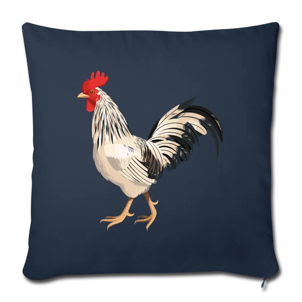 White and Black Rooster Throw Pillow Cover 17.5” x 17.5”