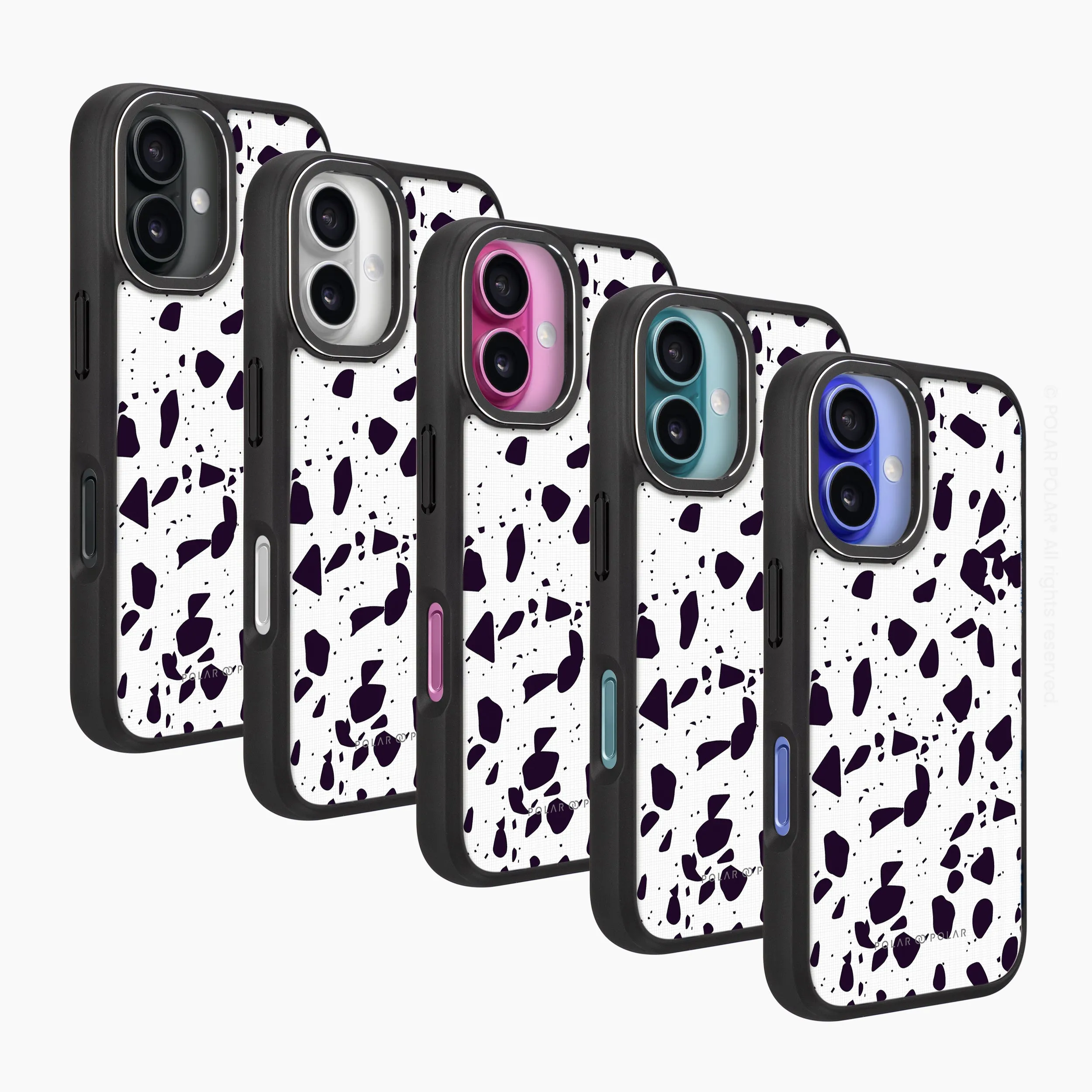 White Rocky Road Terrazzo - iPhone 16 Frosted Black Bumper MagSafe Case