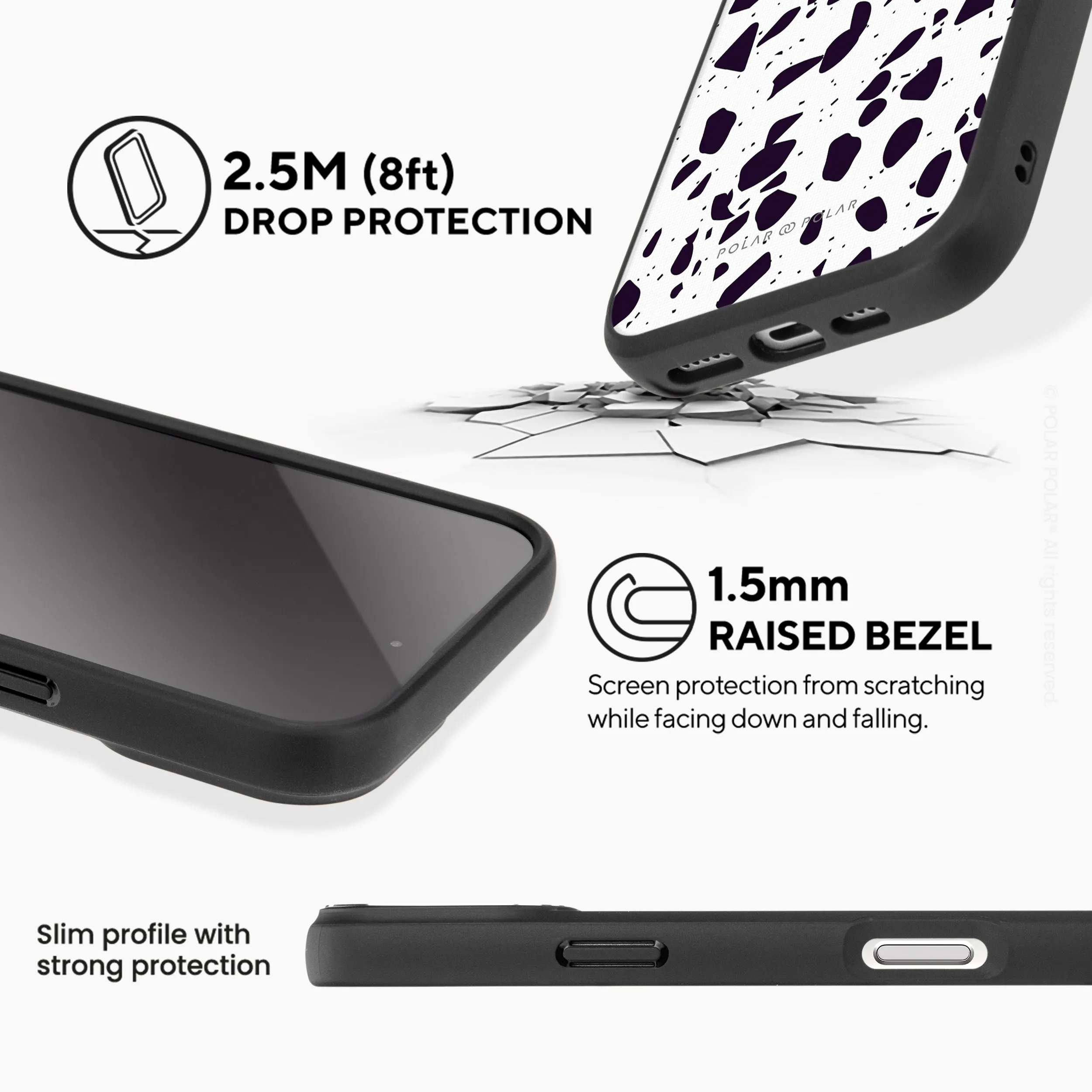 White Rocky Road Terrazzo - iPhone 16 Frosted Black Bumper MagSafe Case