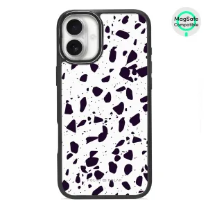 White Rocky Road Terrazzo - iPhone 16 Plus Frosted Black Bumper MagSafe Case