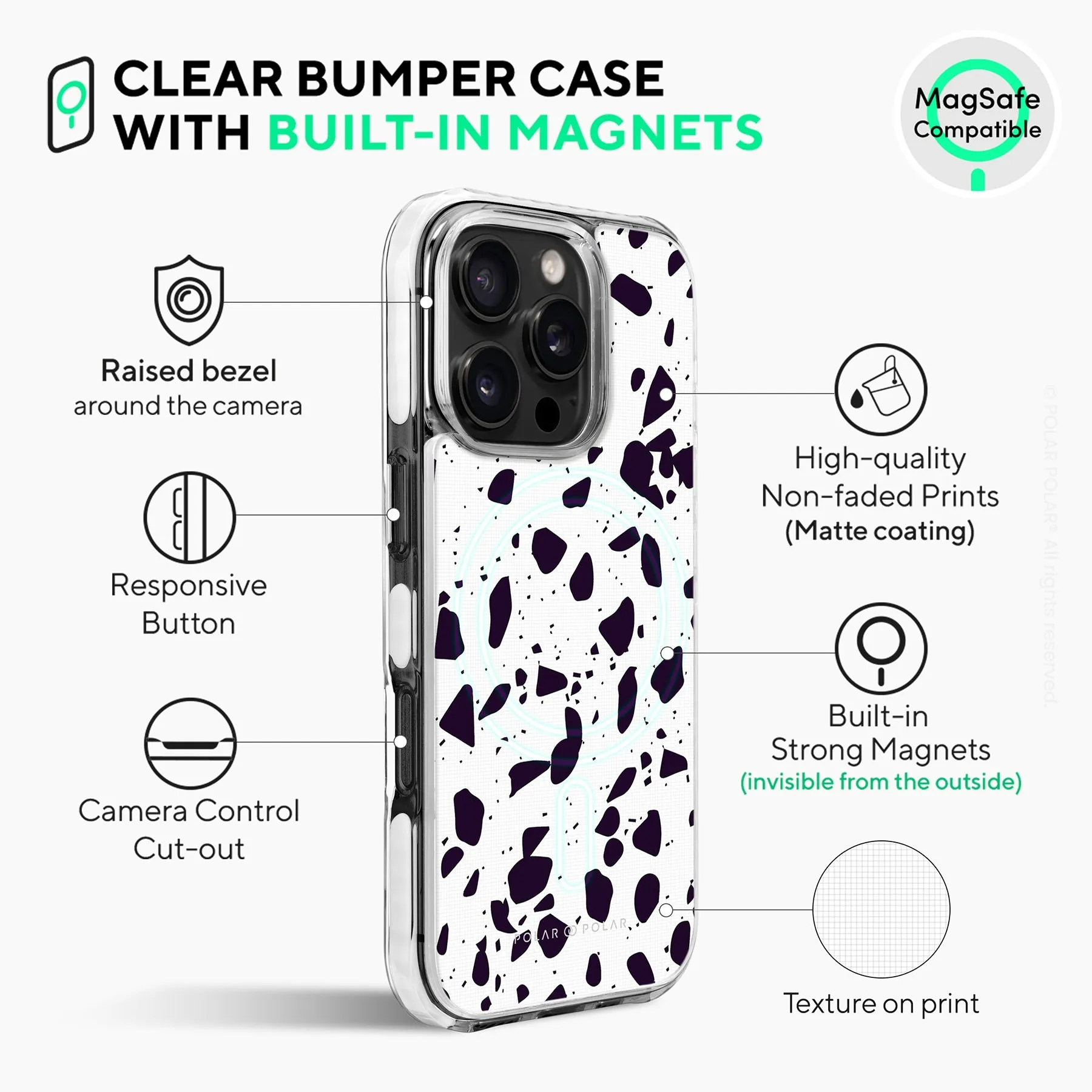 White Rocky Road Terrazzo - iPhone 16 Pro Clear Bumper MagSafe Case