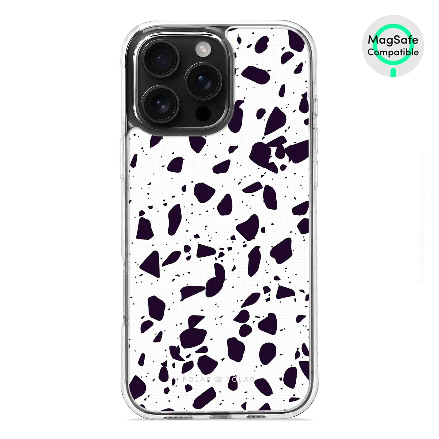 White Rocky Road Terrazzo - iPhone 16 Pro Max Clear Bumper MagSafe Case