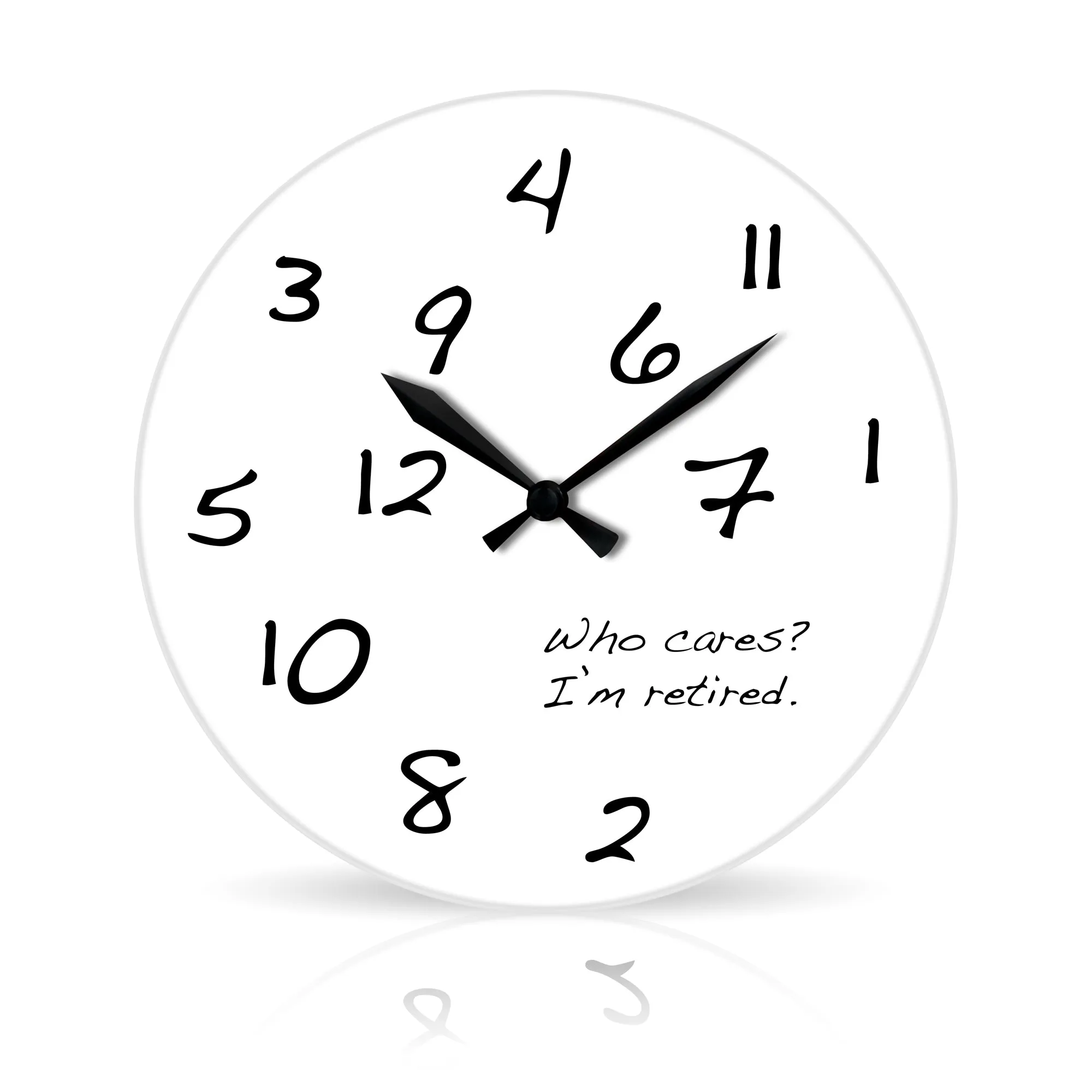 Who Cares? I'm Retired <br>Round Acrylic Wall Clock 10.75"