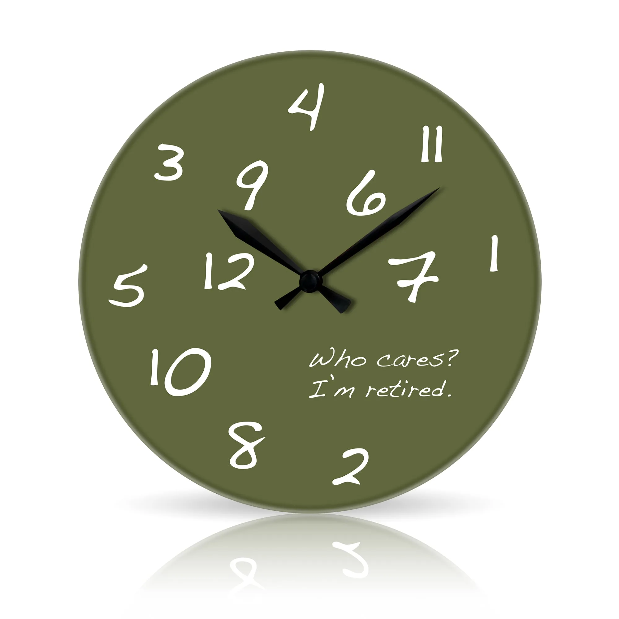 Who Cares? I'm Retired <br>Round Acrylic Wall Clock 10.75"