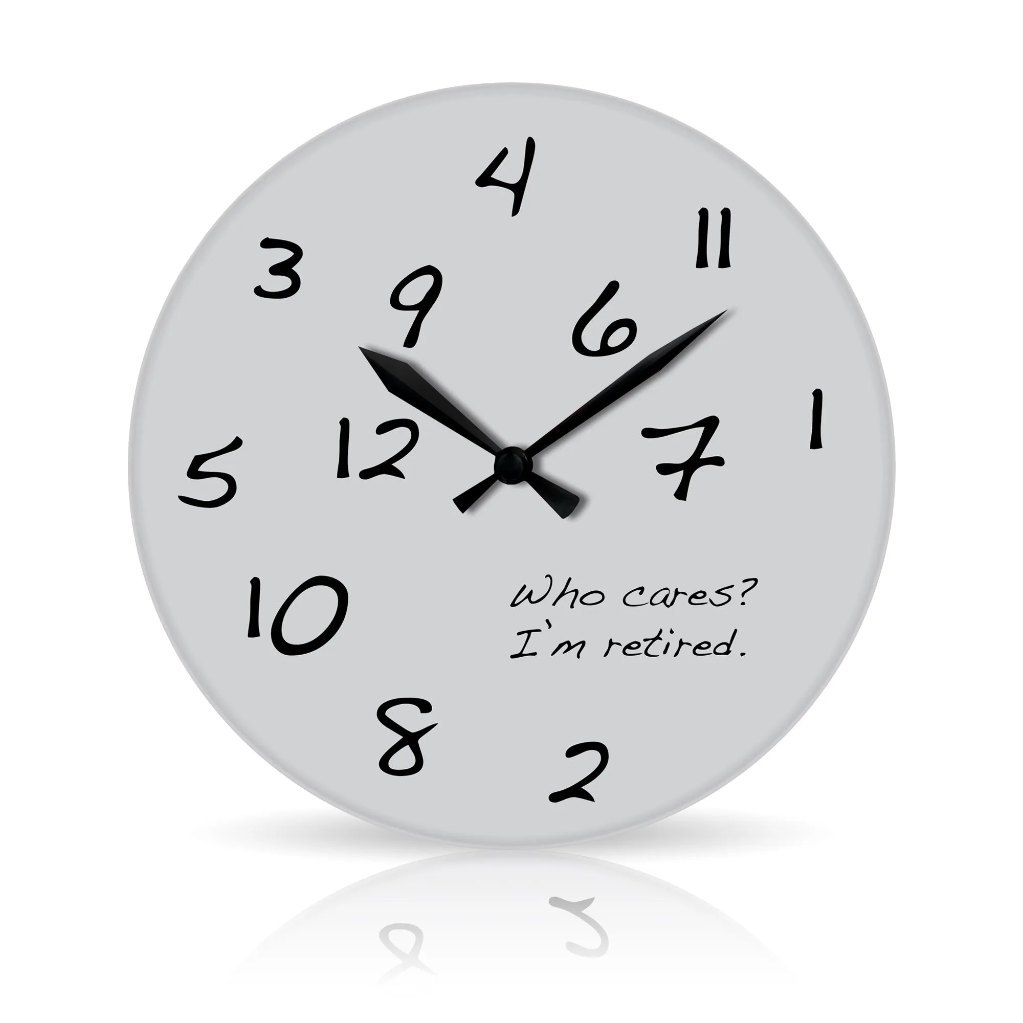 Who Cares? I'm Retired <br>Round Acrylic Wall Clock 10.75"