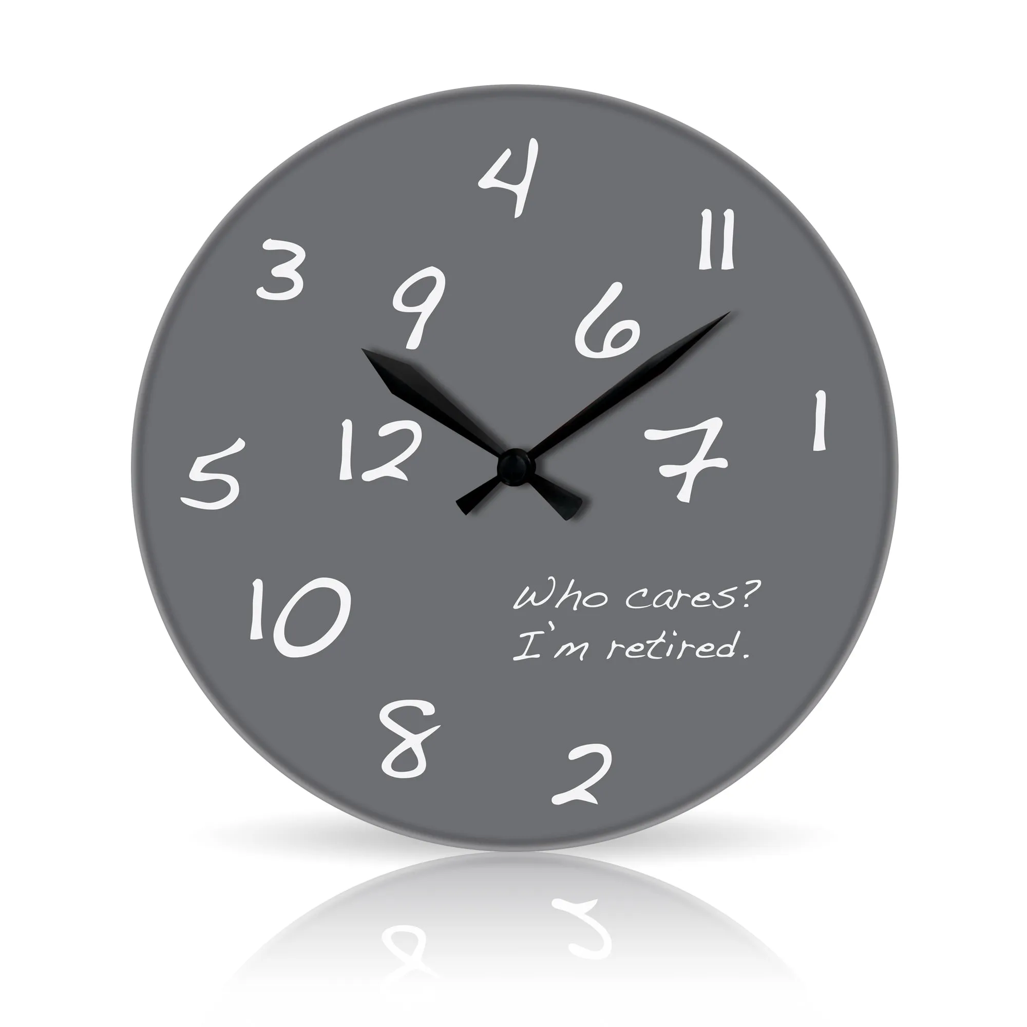 Who Cares? I'm Retired <br>Round Acrylic Wall Clock 10.75"