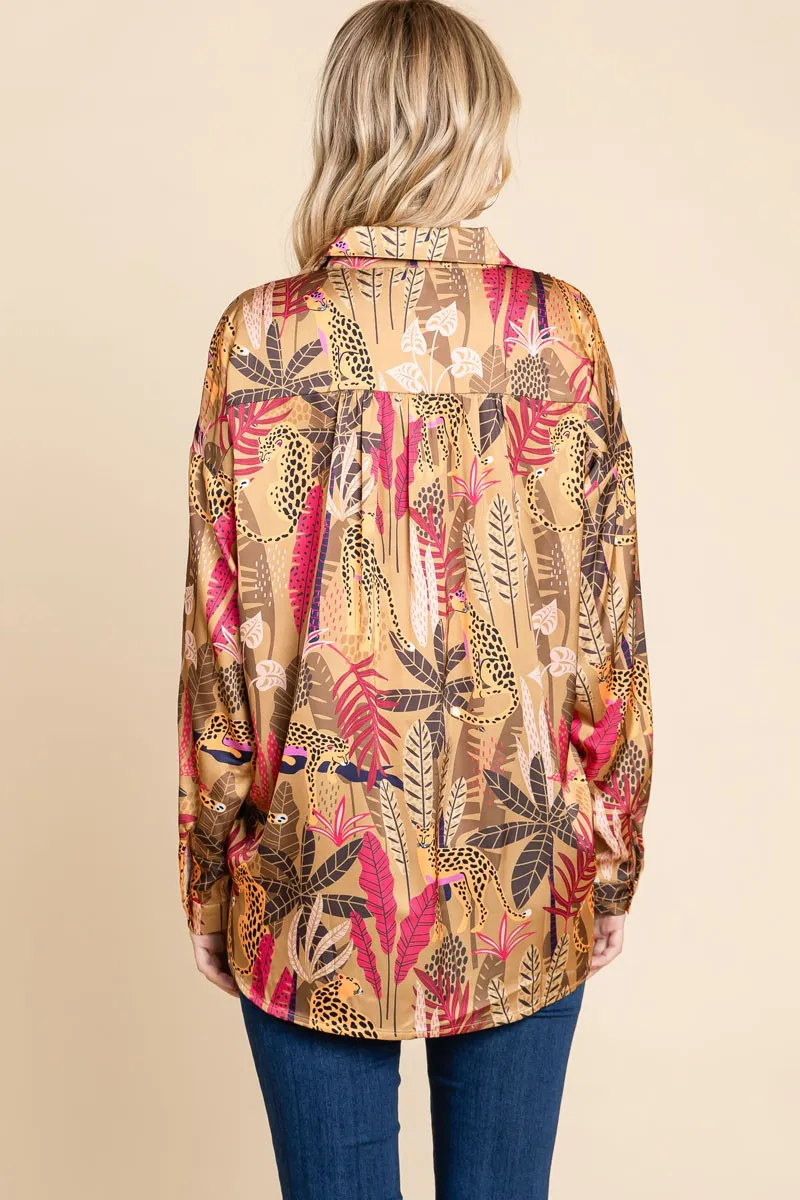 Wild Print Long Sleeves Top