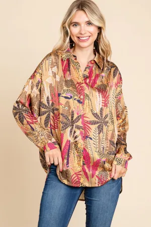 Wild Print Long Sleeves Top