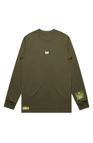 WOLFPACK UNLTD "STATEMENT" LIGHTWEIGHT TEE L/S EMBROIDERED LOGO | ARMY GREEN