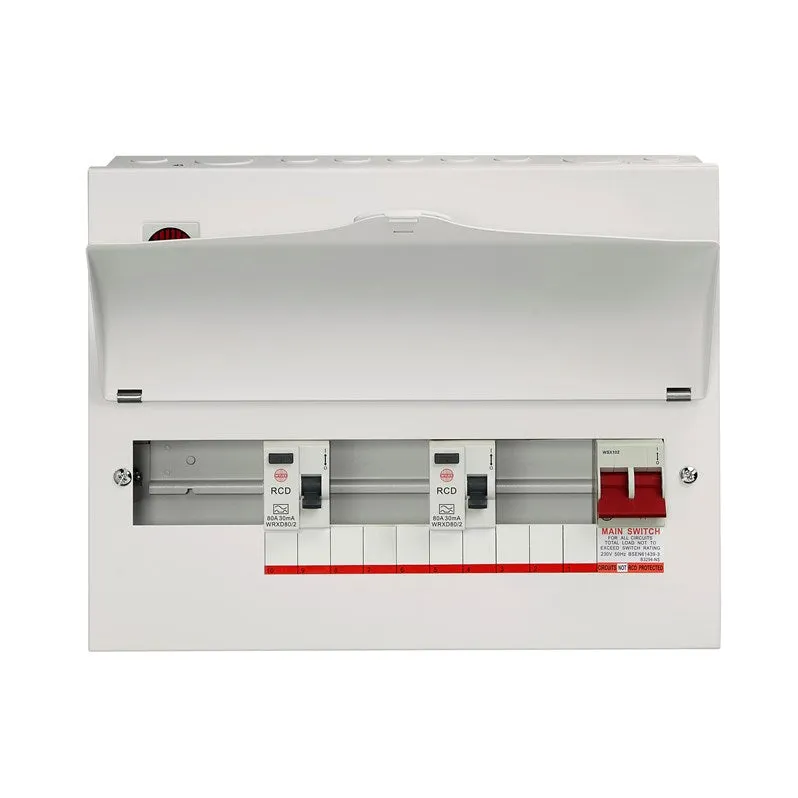 Wylex NMRS10SSLMHIA 10 Way High Integrity   100A Main Switch, 2x80A 30mA Type A RCD