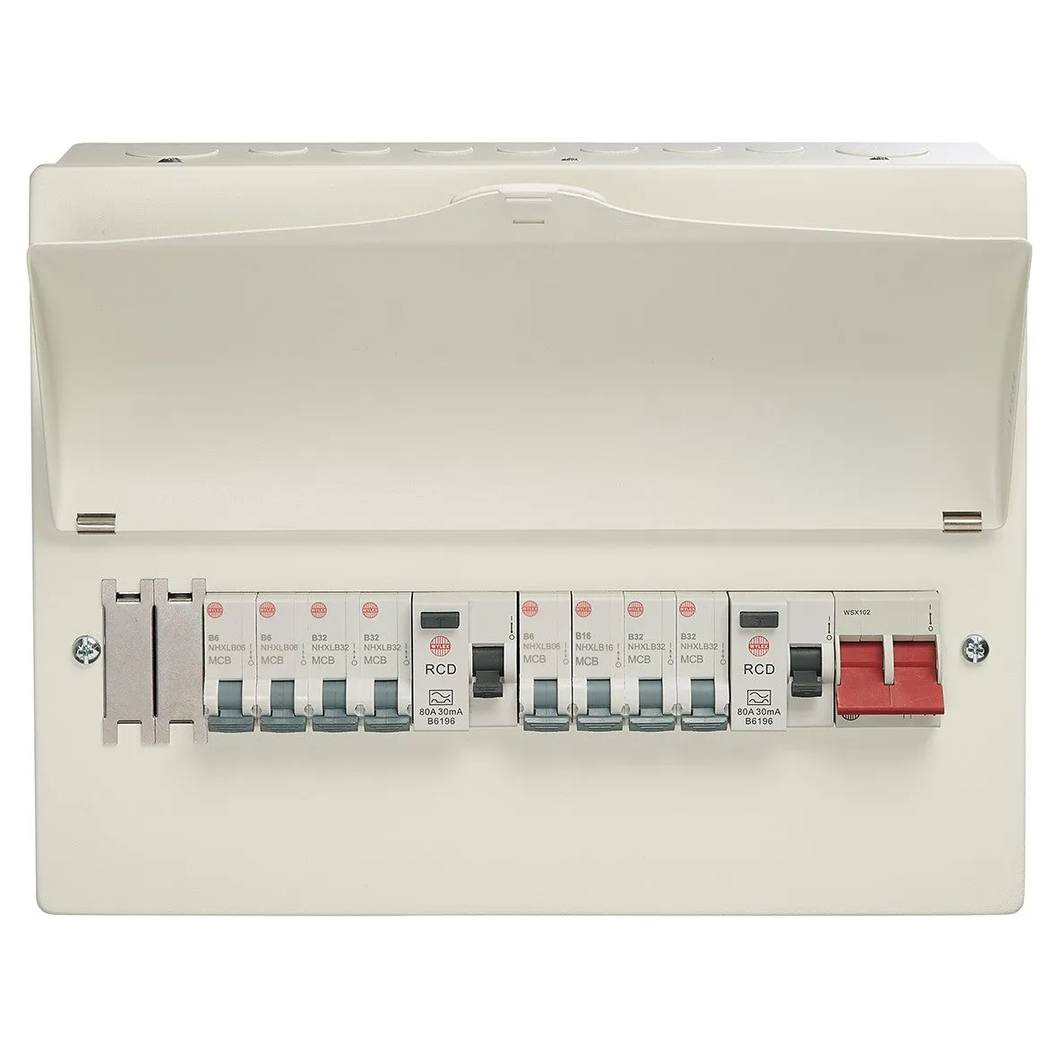 Wylex WNM1769 10 Way High Integrity Consumer Unit   100A Main Switch, 2x80A 30mA Type A RCD & 8 MCBs