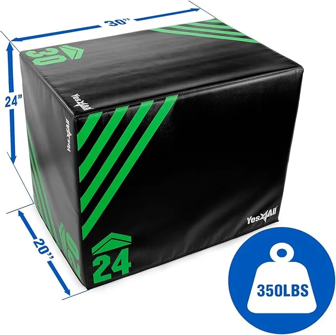 Yes4All 3 in 1 Foam Plyometric Jump Box for Training & Conditioning - Plyo Jump Box for Fitness Workout Exercise